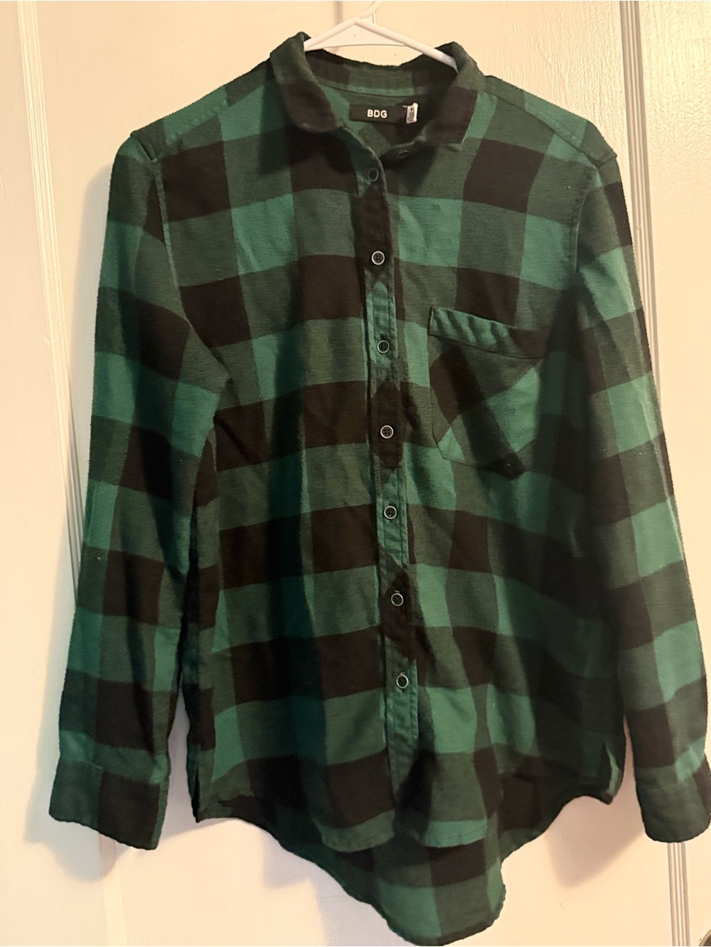BDG Green and Black Buffalo Plaid Button-Down Shirt